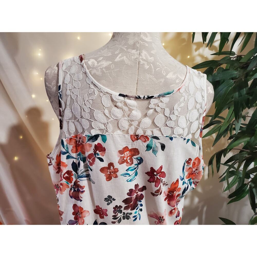 Garnet Hill Green Cotton Organic Floral Lace Sleeveless Maxi Dress Size XL Eco - Picture 6 of 11